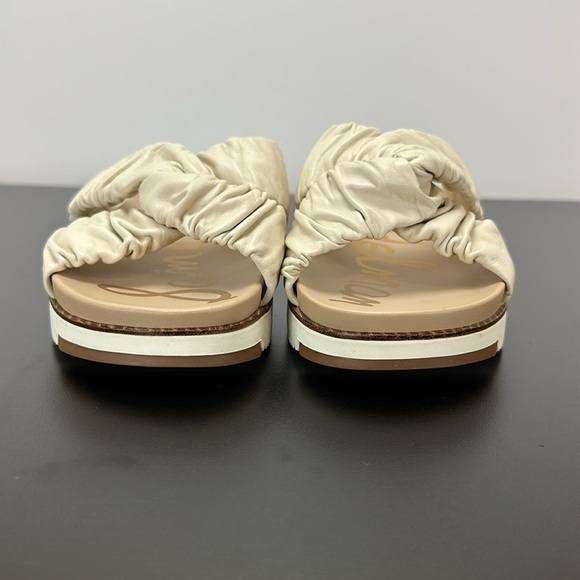Sam Edelman Aliana Cream Bone Leather Crisscross Slip On Slide Sandals 7.5M - Picture 5 of 14